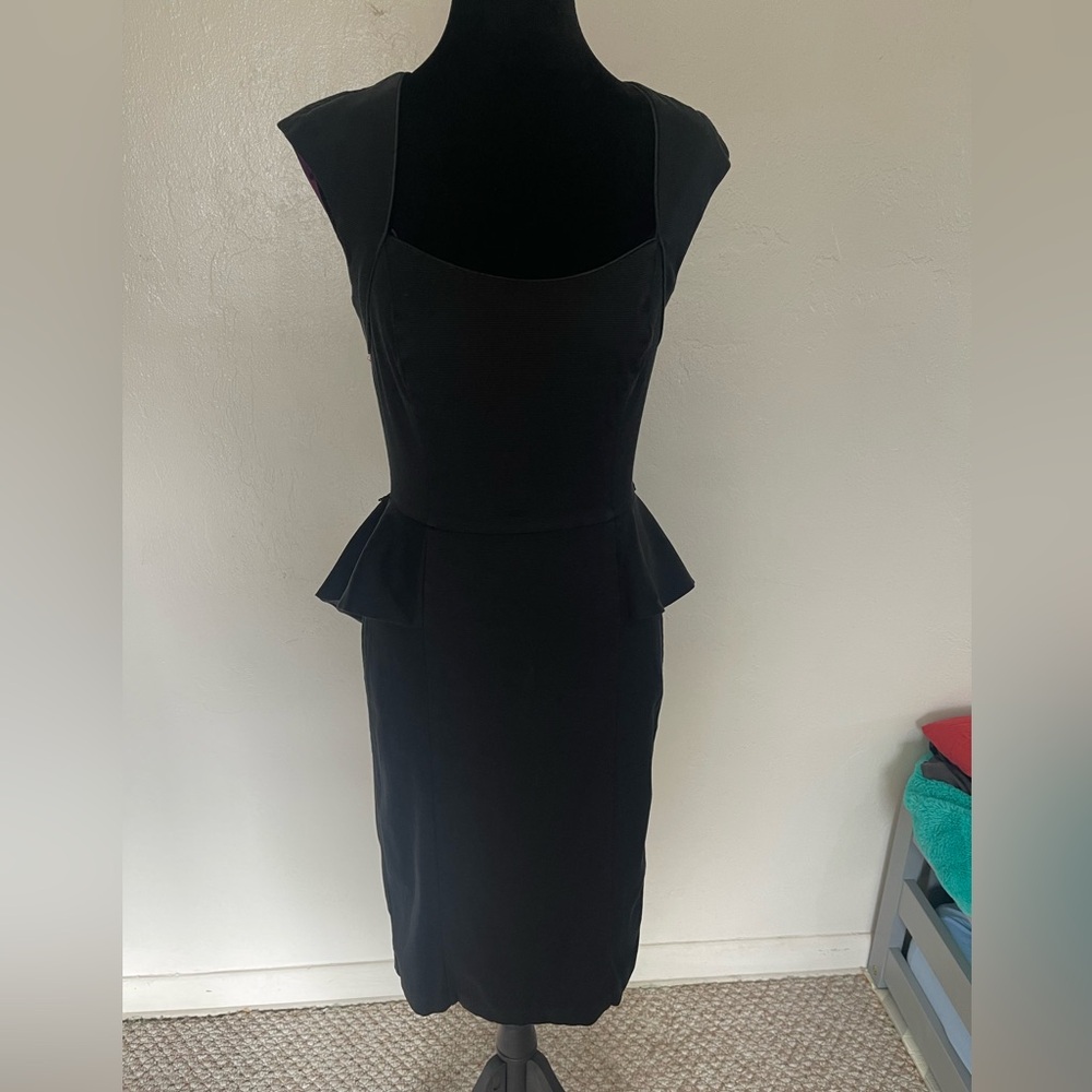 White House Black Market Black Peplum Dress - Size 0